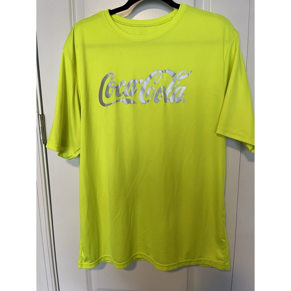 Coca Cola Neon Yellow Shirt With Reflecting Print Size XL A4